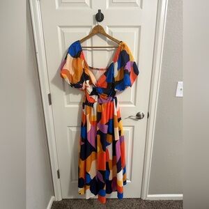 BALTIC BORN Lola Colorful Midi Dress Size Large